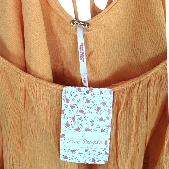 Free People Home Again Orange Cropped Ruffle Lace Camisole Size S - Picture 8 of 10